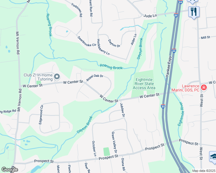 map of restaurants, bars, coffee shops, grocery stores, and more near 150 Royal Oak Drive in Southington