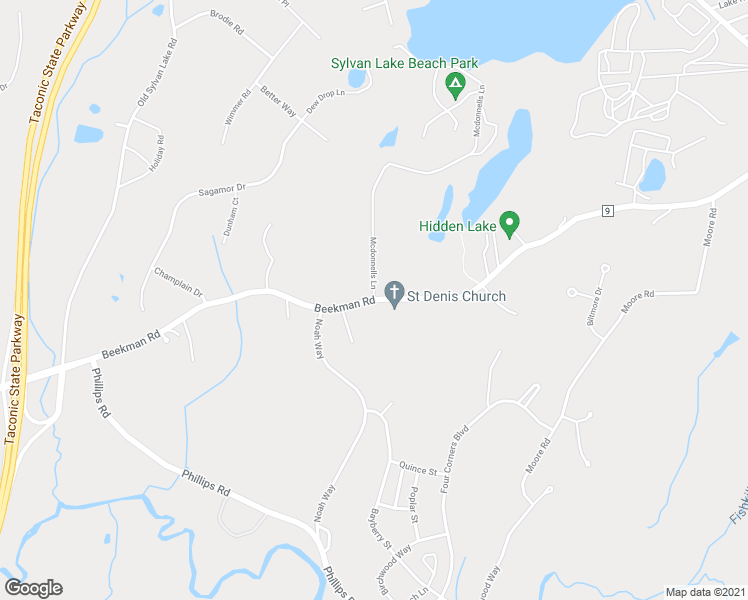 map of restaurants, bars, coffee shops, grocery stores, and more near Beekman Road in Hopewell Junction