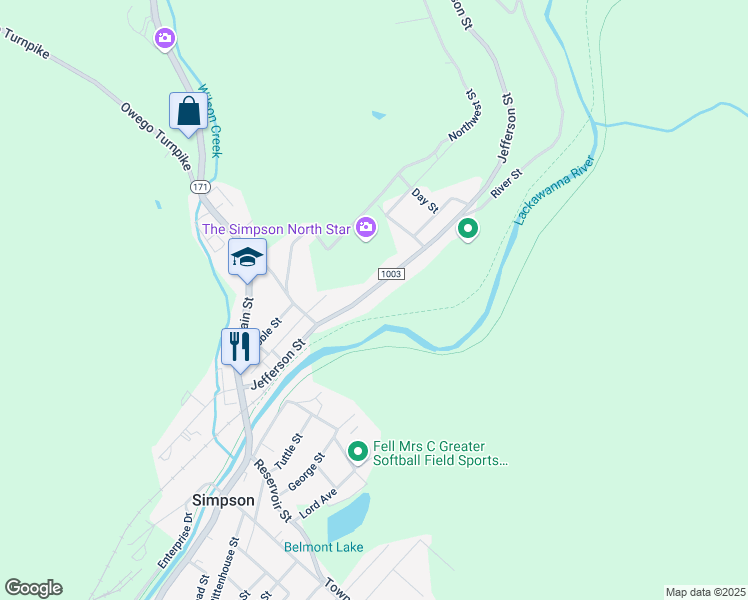 map of restaurants, bars, coffee shops, grocery stores, and more near 120 Jefferson St in Lackawanna