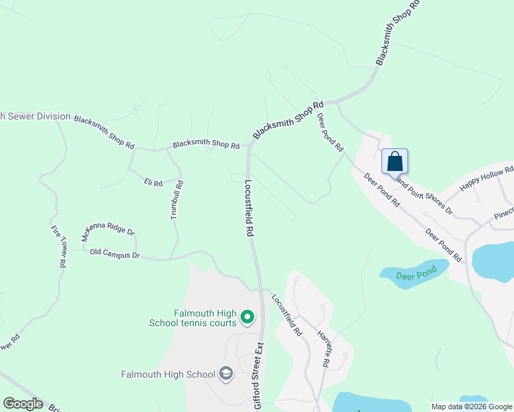 map of restaurants, bars, coffee shops, grocery stores, and more near 621 Locustfield Road in Falmouth