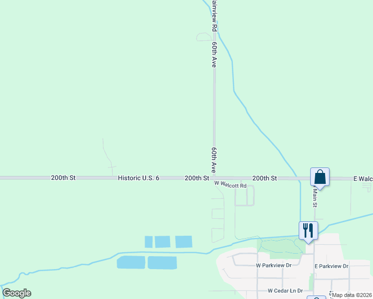 map of restaurants, bars, coffee shops, grocery stores, and more near 5876 200th Street in Walcott