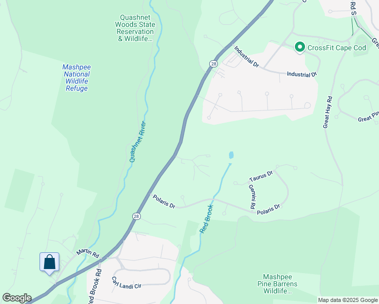 map of restaurants, bars, coffee shops, grocery stores, and more near 950 Falmouth Road in Mashpee