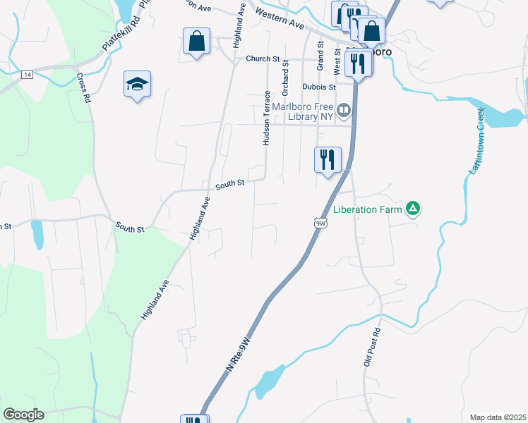 map of restaurants, bars, coffee shops, grocery stores, and more near 4 Summit Drive in Marlboro