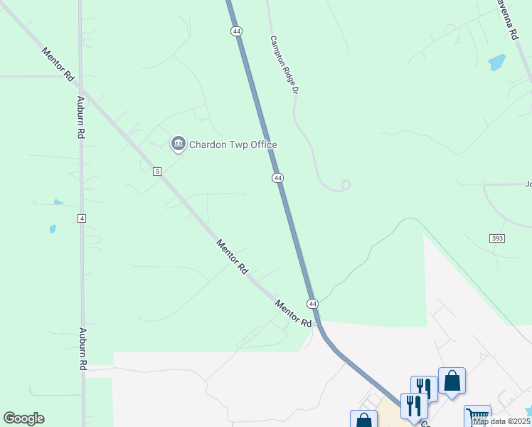 map of restaurants, bars, coffee shops, grocery stores, and more near 11375 Woodie Glen Drive in Chardon