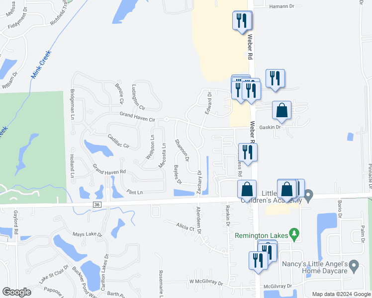map of restaurants, bars, coffee shops, grocery stores, and more near 709 Shannon Drive in Romeoville