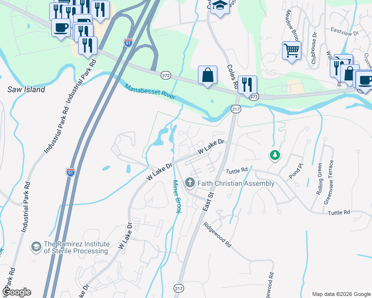 map of restaurants, bars, coffee shops, grocery stores, and more near 138 Trolley Crossing Lane in Middletown