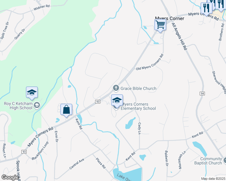 map of restaurants, bars, coffee shops, grocery stores, and more near 167 Myers Corners Road in Wappingers Falls