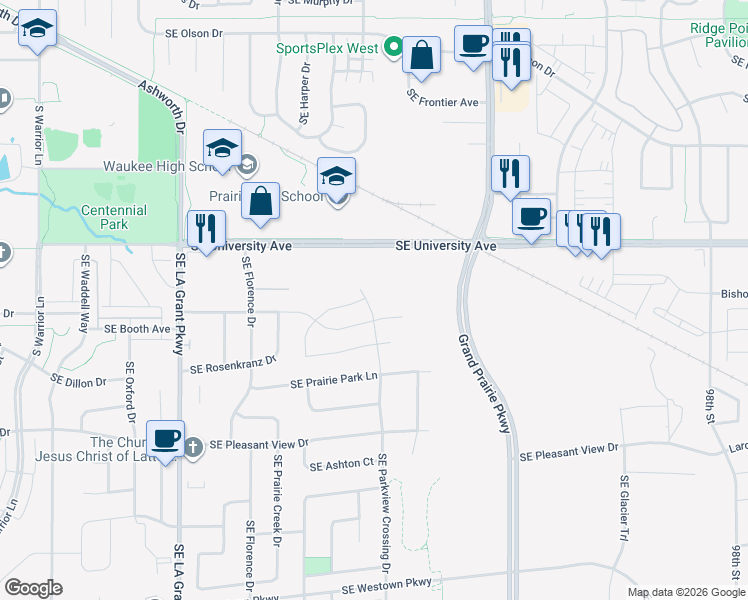 map of restaurants, bars, coffee shops, grocery stores, and more near 1375 Southeast Parkview Crossing Drive in Waukee