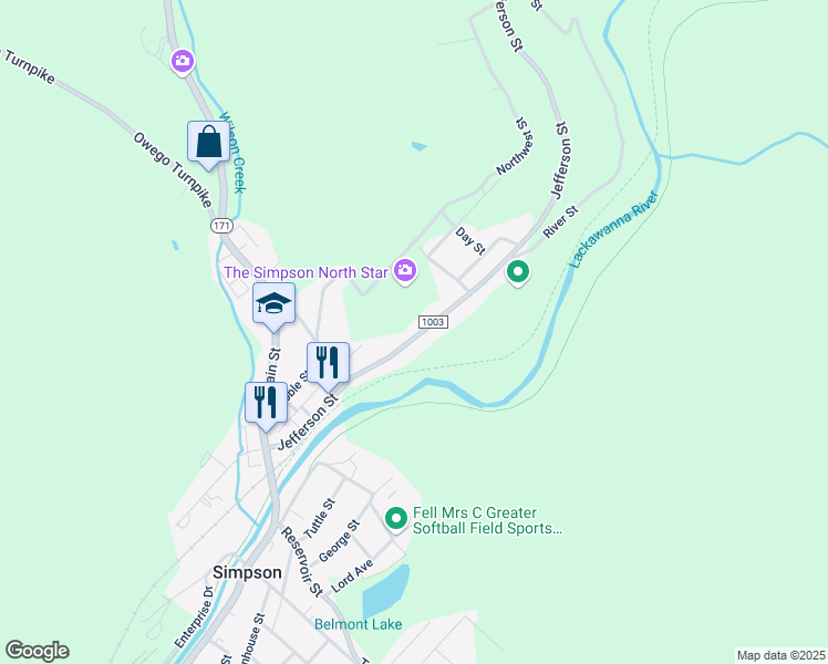 map of restaurants, bars, coffee shops, grocery stores, and more near 120 Jefferson St in Lackawanna