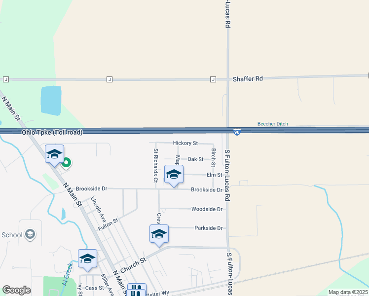 map of restaurants, bars, coffee shops, grocery stores, and more near 108 Oak Street in Swanton
