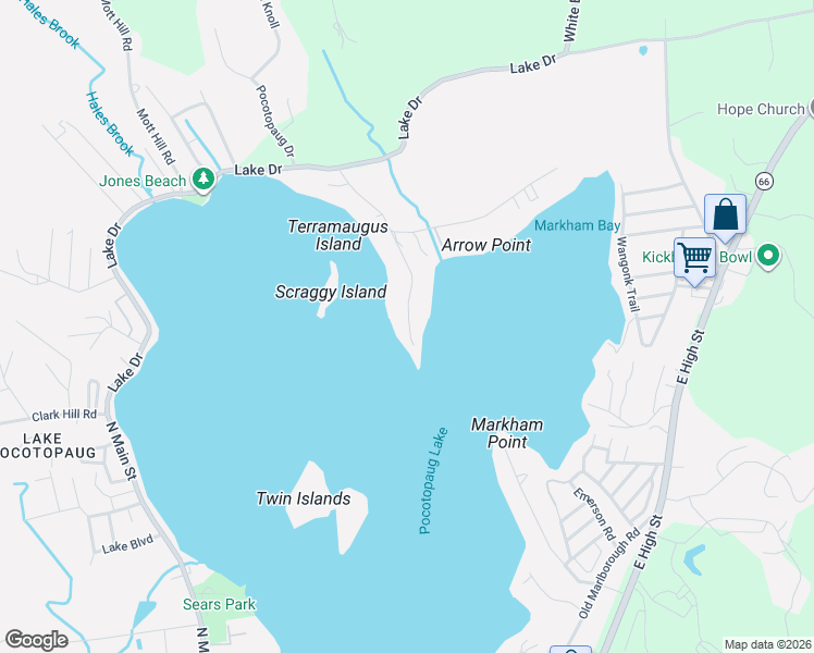 map of restaurants, bars, coffee shops, grocery stores, and more near 79 Spellman Point Road in East Hampton