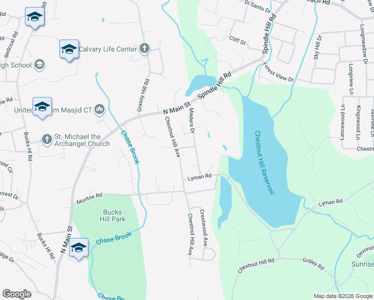 map of restaurants, bars, coffee shops, grocery stores, and more near 21 Cindy Drive in Waterbury