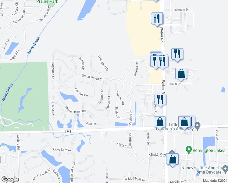 map of restaurants, bars, coffee shops, grocery stores, and more near 694 Shannon Drive in Romeoville