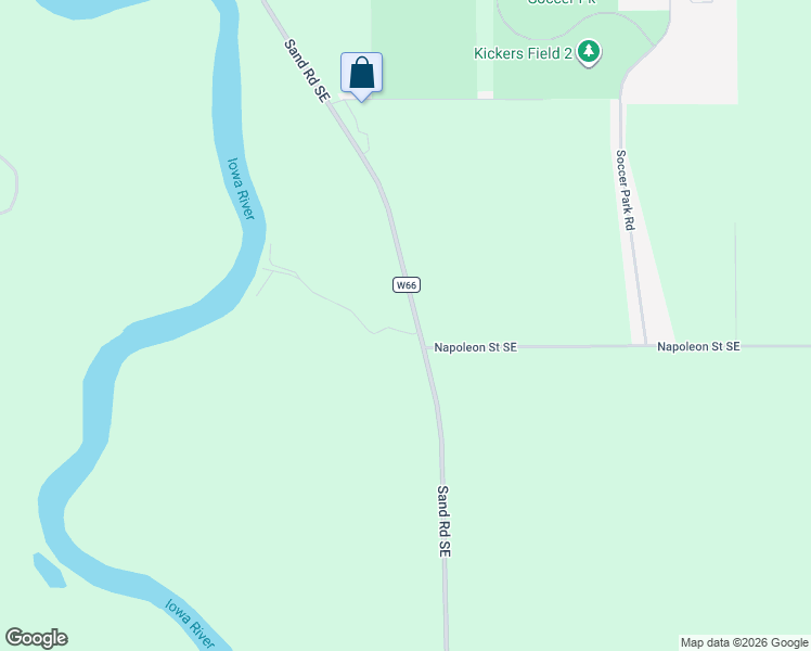 map of restaurants, bars, coffee shops, grocery stores, and more near 4552-4592 Sand Rd SE in Iowa City