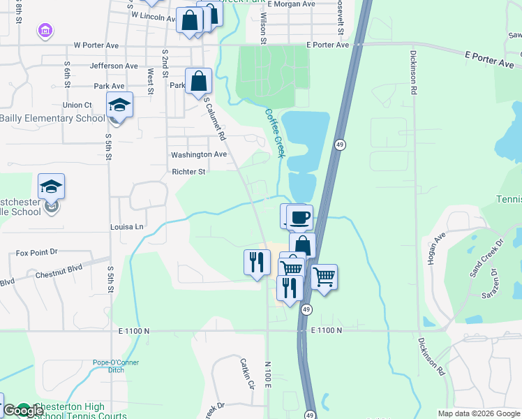 map of restaurants, bars, coffee shops, grocery stores, and more near 5A Abbey Lane in Chesterton