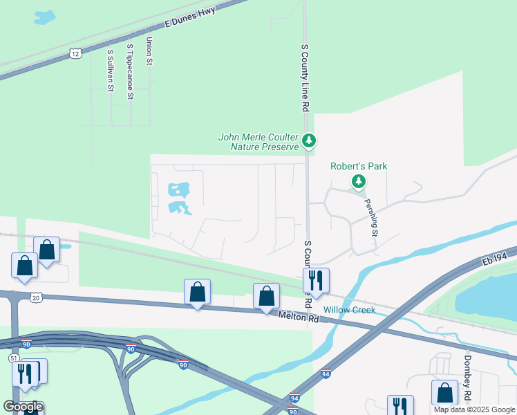 map of restaurants, bars, coffee shops, grocery stores, and more near 500 Warrick Street in Gary