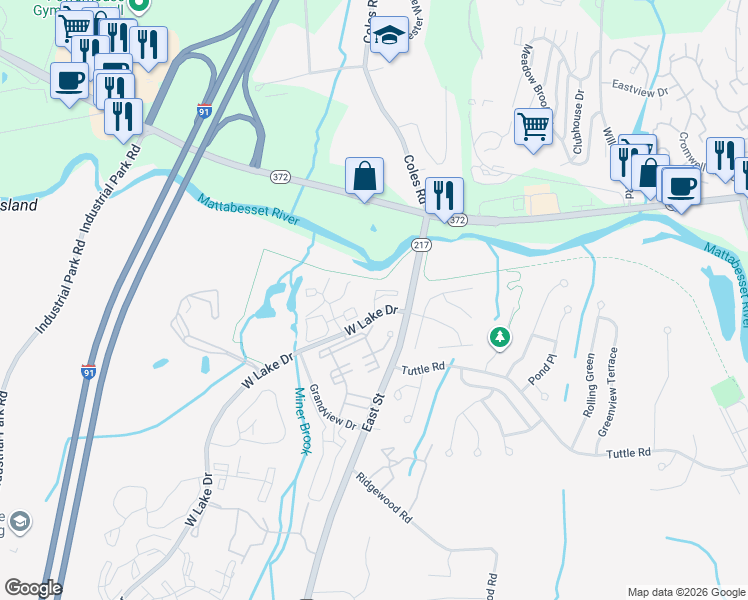 map of restaurants, bars, coffee shops, grocery stores, and more near 704 Cambridge Cmns in Middletown