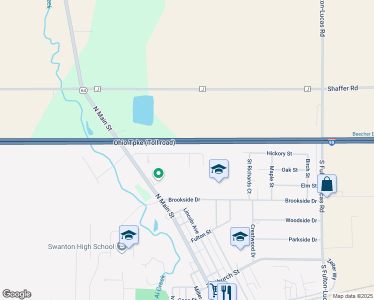 map of restaurants, bars, coffee shops, grocery stores, and more near 303 Valley Woods Drive in Swanton
