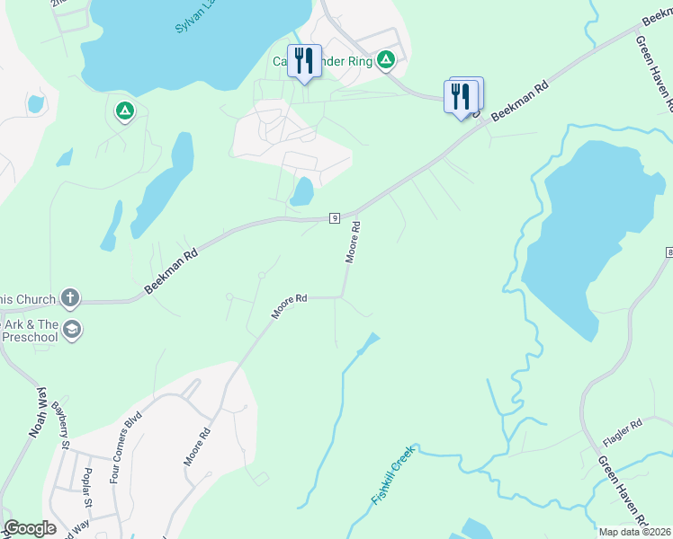 map of restaurants, bars, coffee shops, grocery stores, and more near 151 Benton Moore Road in Hopewell Junction