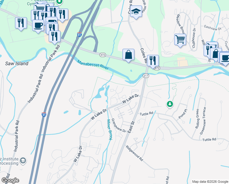 map of restaurants, bars, coffee shops, grocery stores, and more near 107 Trolley Crossing Lane in Middletown