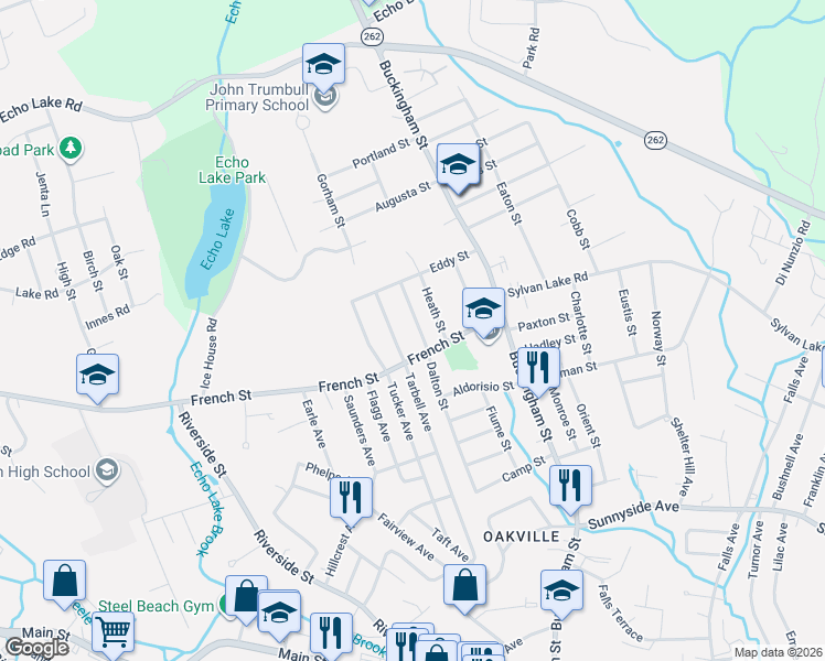 map of restaurants, bars, coffee shops, grocery stores, and more near 217 Dalton Street in Watertown
