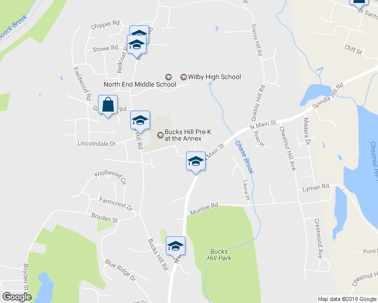 map of restaurants, bars, coffee shops, grocery stores, and more near 52 Buckridge Road in Waterbury