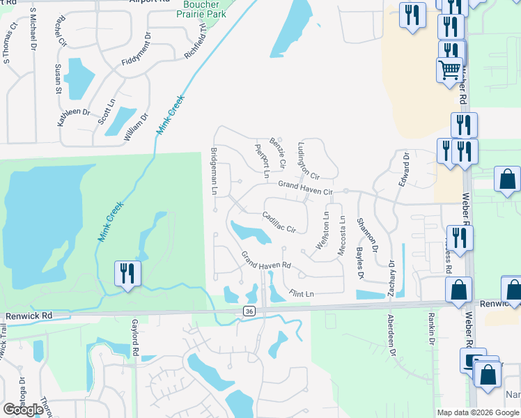 map of restaurants, bars, coffee shops, grocery stores, and more near 692 Cadillac Circle in Romeoville
