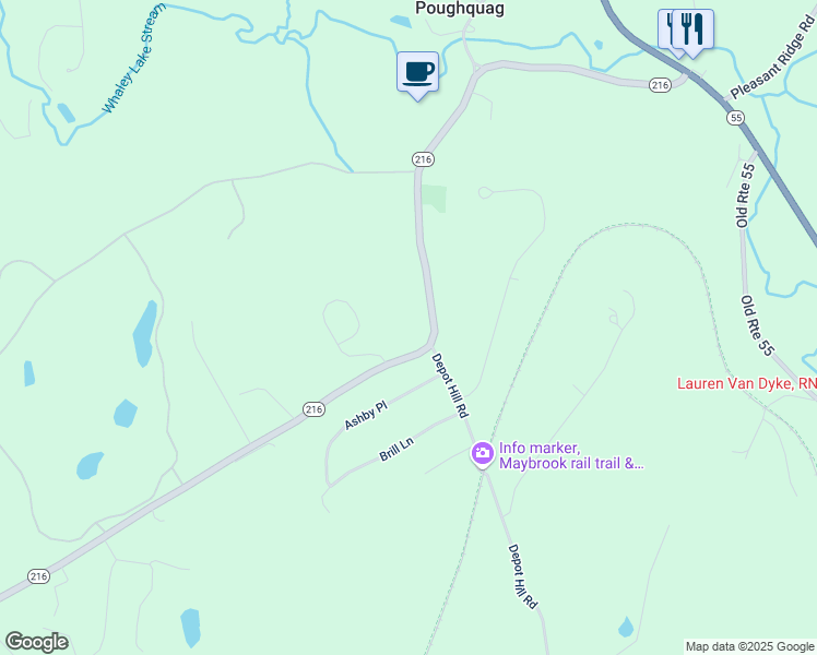 map of restaurants, bars, coffee shops, grocery stores, and more near 1043 New York 216 in Poughquag