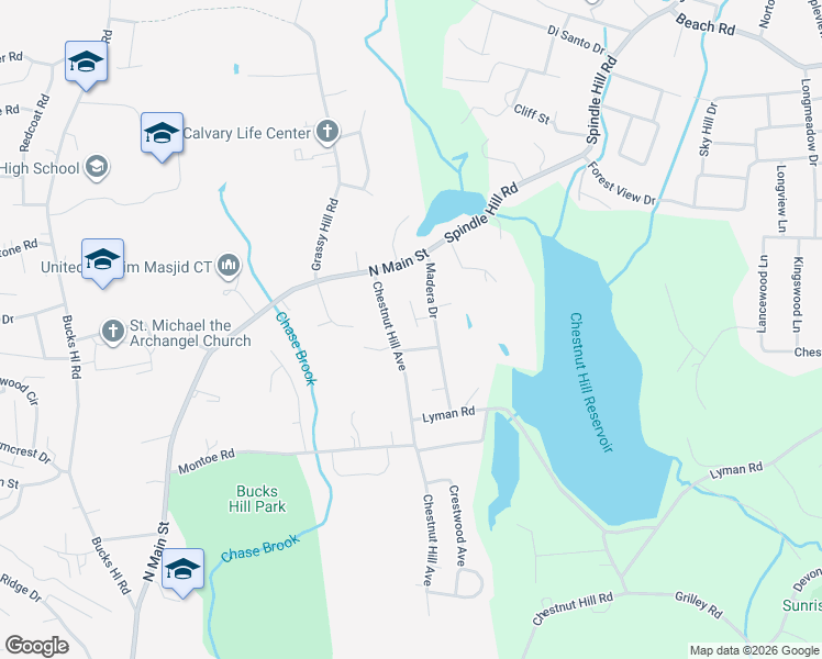map of restaurants, bars, coffee shops, grocery stores, and more near 21 Cindy Drive in Waterbury
