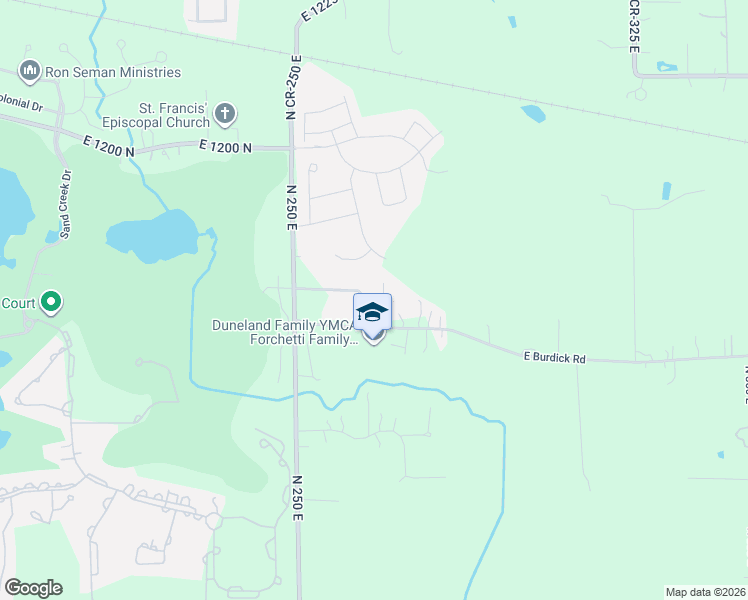 map of restaurants, bars, coffee shops, grocery stores, and more near 271 East Burdick Road in Chesterton