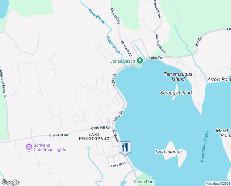 map of restaurants, bars, coffee shops, grocery stores, and more near 39 Lake Drive in East Hampton