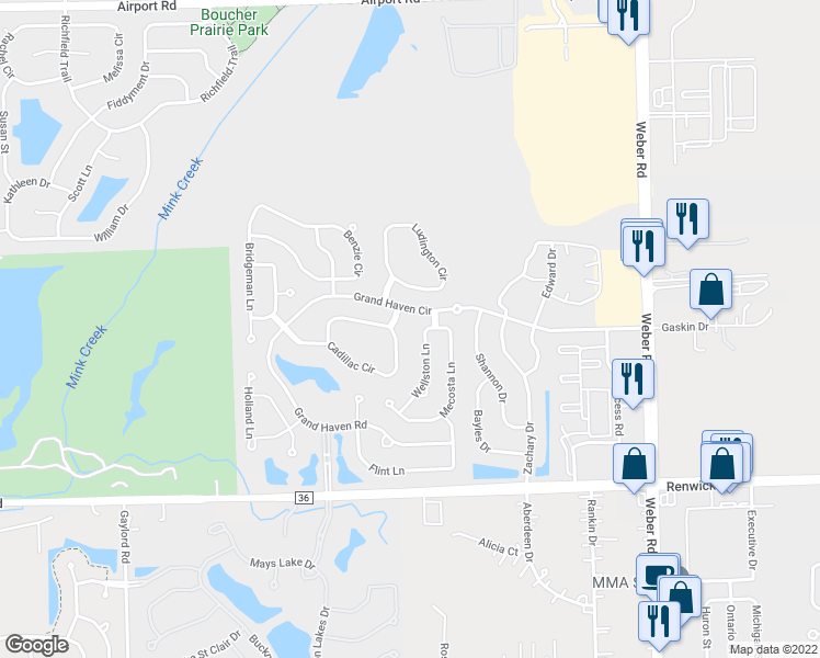 map of restaurants, bars, coffee shops, grocery stores, and more near 657 Northland Way in Romeoville