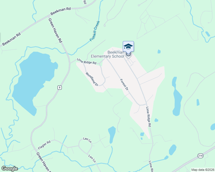 map of restaurants, bars, coffee shops, grocery stores, and more near 56 Woodland Drive in Poughquag