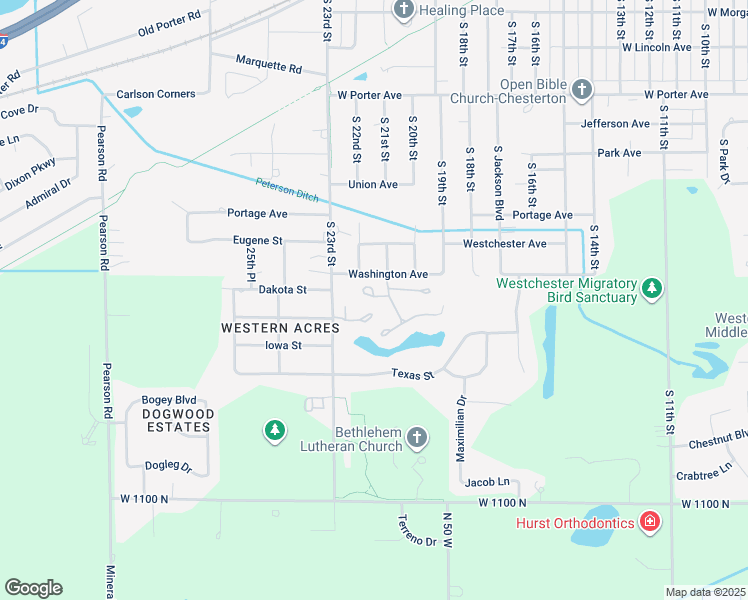 map of restaurants, bars, coffee shops, grocery stores, and more near 2101 Dogwood Lane in Chesterton