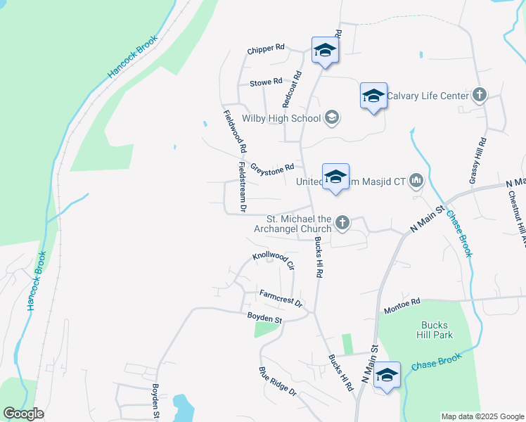 map of restaurants, bars, coffee shops, grocery stores, and more near 112 Lincolndale Drive in Waterbury