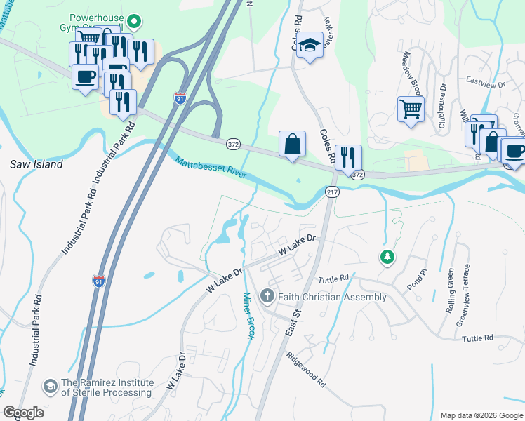 map of restaurants, bars, coffee shops, grocery stores, and more near 111 Trolley Crossing Lane in Middletown