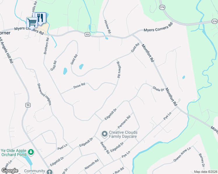 map of restaurants, bars, coffee shops, grocery stores, and more near 82 Brothers Road in Wappingers Falls