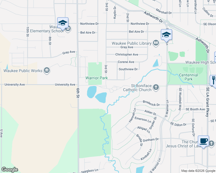 map of restaurants, bars, coffee shops, grocery stores, and more near in Waukee