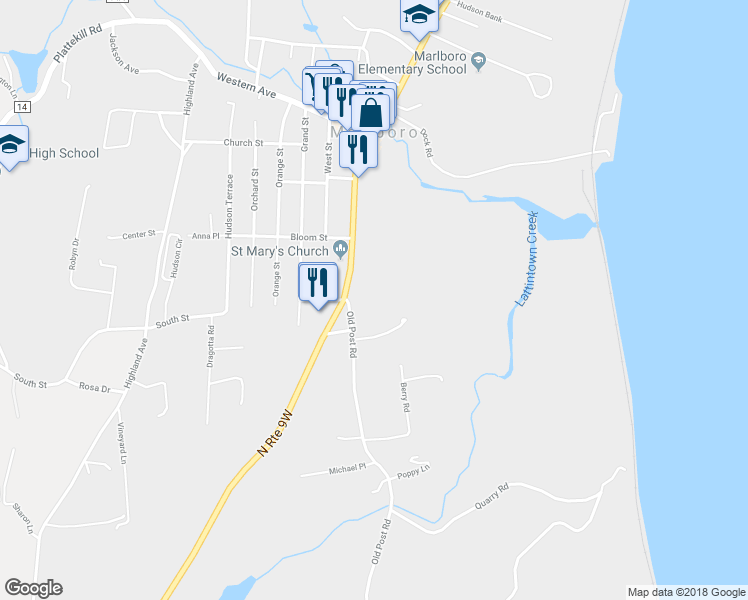 map of restaurants, bars, coffee shops, grocery stores, and more near 426 Old Post Road in Marlboro