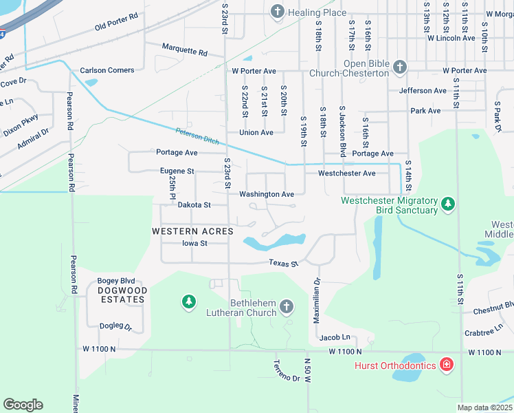 map of restaurants, bars, coffee shops, grocery stores, and more near Tupelo Lane in Chesterton