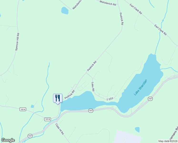 map of restaurants, bars, coffee shops, grocery stores, and more near Pedrick Road in Nicholson