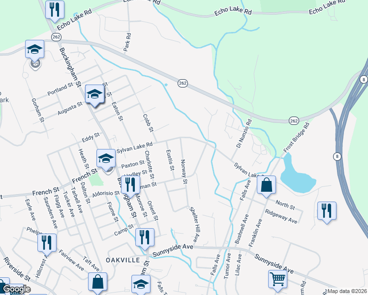 map of restaurants, bars, coffee shops, grocery stores, and more near 160 Norway Street in Watertown