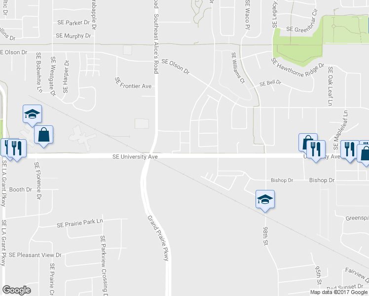 map of restaurants, bars, coffee shops, grocery stores, and more near 1185 SE University Ave in Waukee