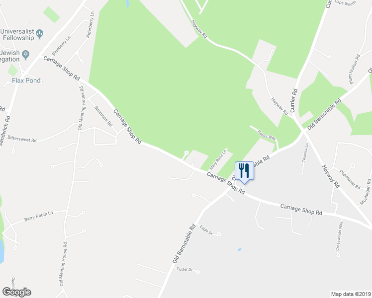 map of restaurants, bars, coffee shops, grocery stores, and more near 20 Saint Andrews Way in Falmouth