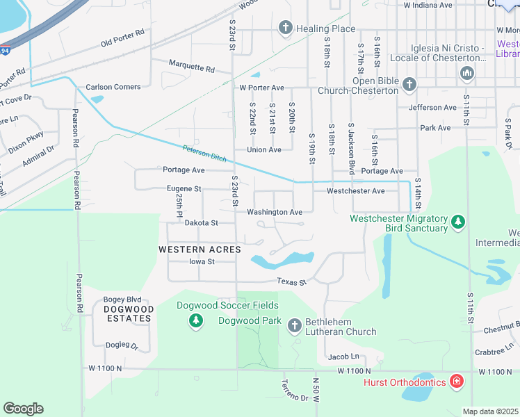 map of restaurants, bars, coffee shops, grocery stores, and more near Tupelo Lane in Chesterton