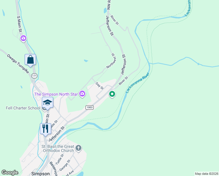 map of restaurants, bars, coffee shops, grocery stores, and more near 205 Jefferson St in Lackawanna
