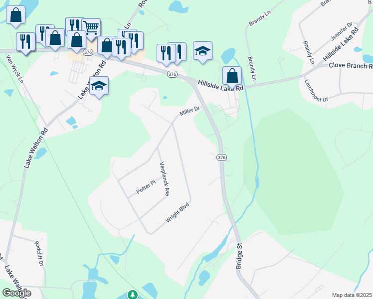 map of restaurants, bars, coffee shops, grocery stores, and more near 11 Wright Boulevard in Hopewell Junction