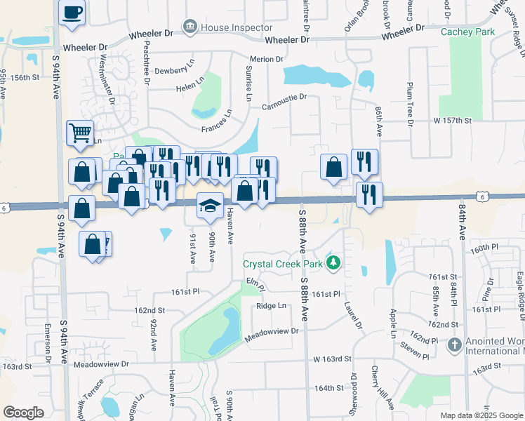 map of restaurants, bars, coffee shops, grocery stores, and more near in Cook County