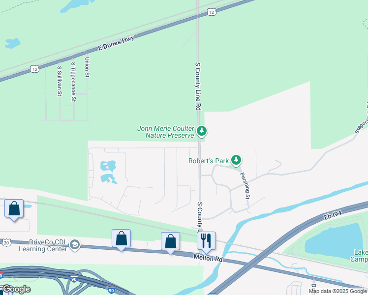 map of restaurants, bars, coffee shops, grocery stores, and more near 9465 East 5th Avenue in Gary