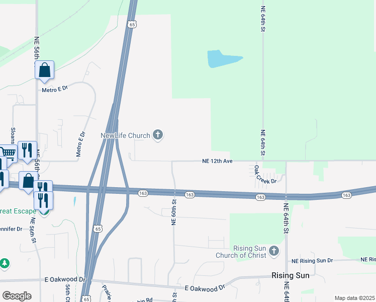 map of restaurants, bars, coffee shops, grocery stores, and more near 6120 Northeast 12th Avenue in Pleasant Hill